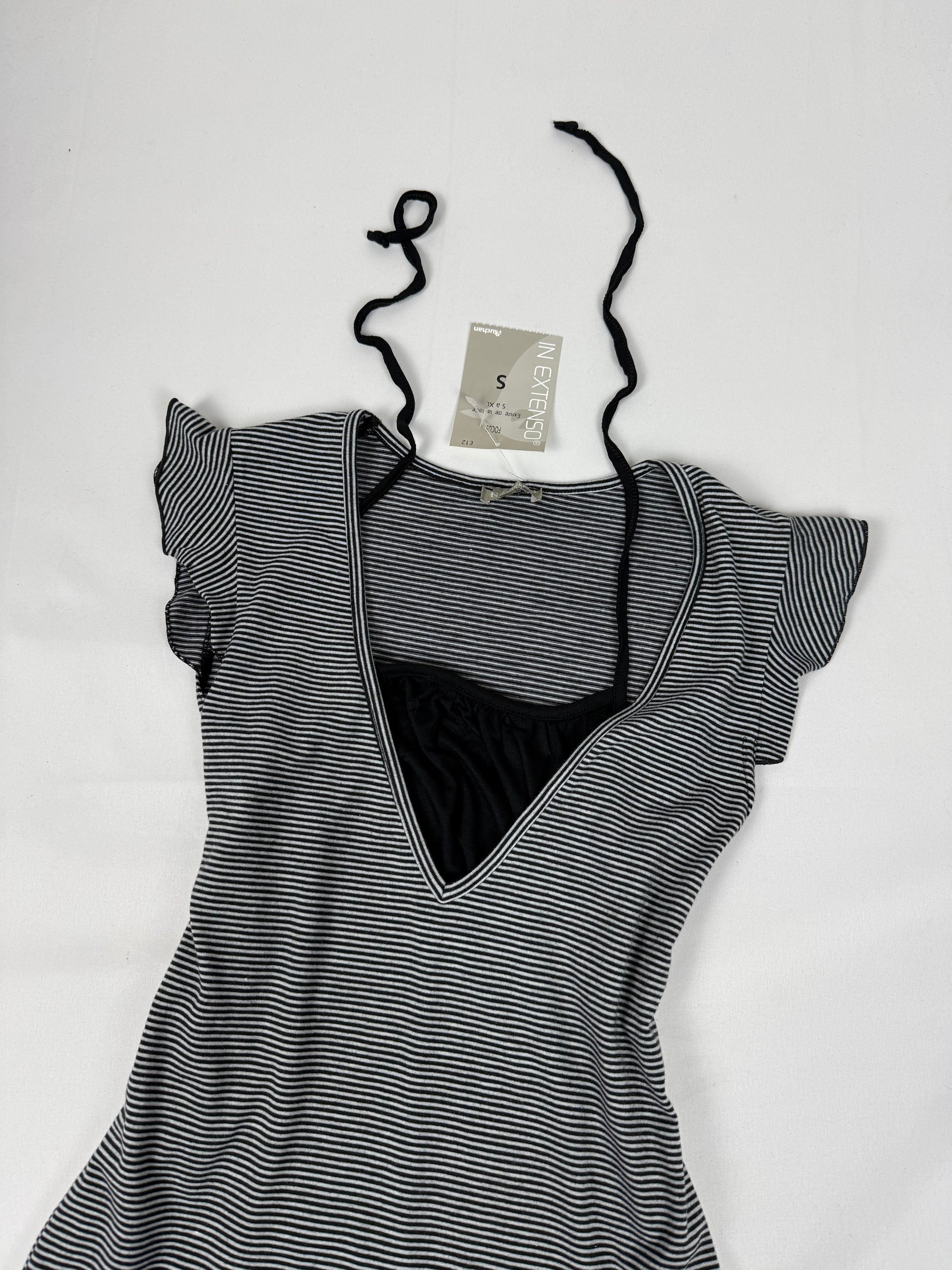 Grey striped 2 in 1 halter tee (S)