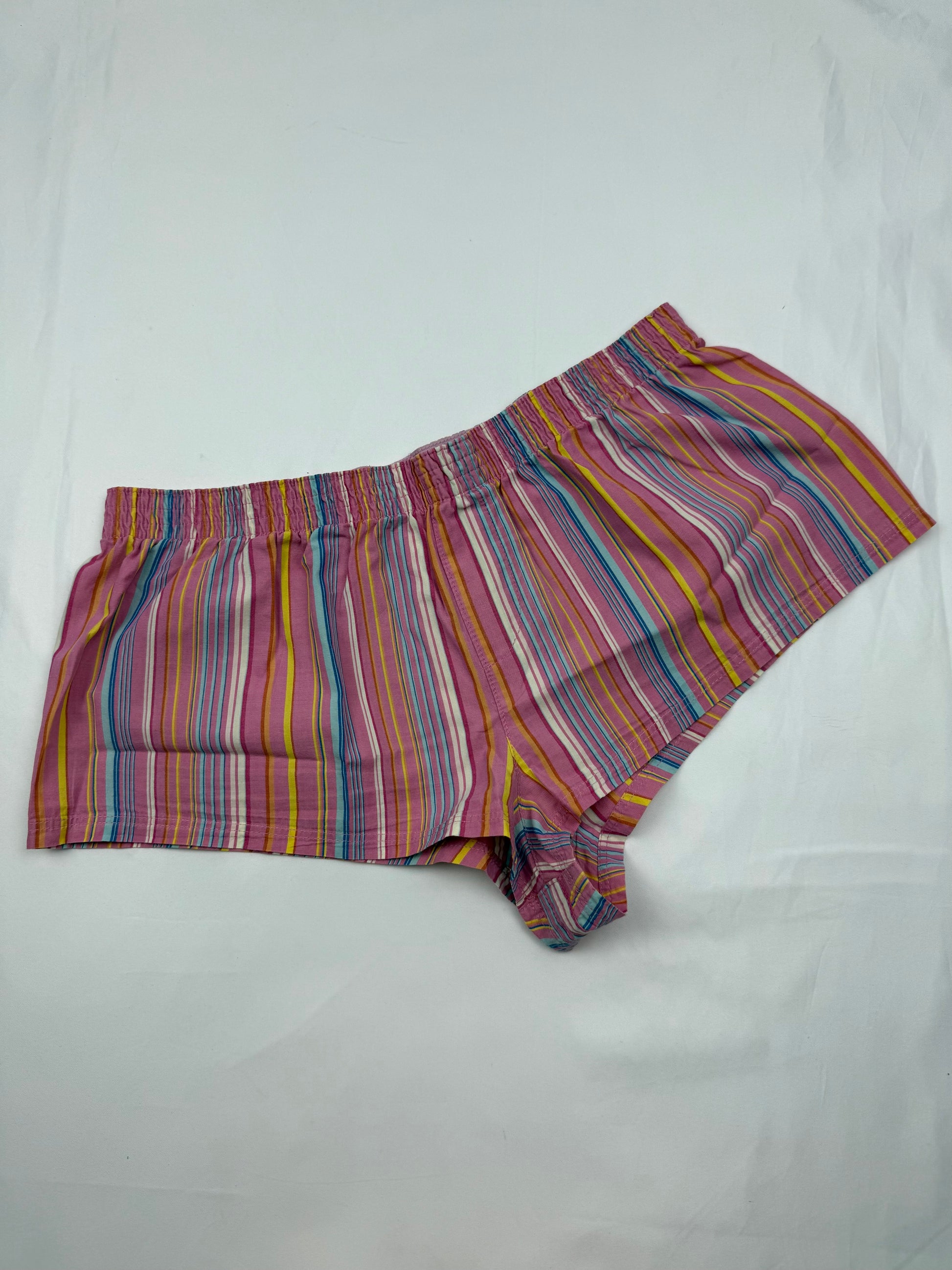 Pink striped 100% cotton low rise mini short (S)