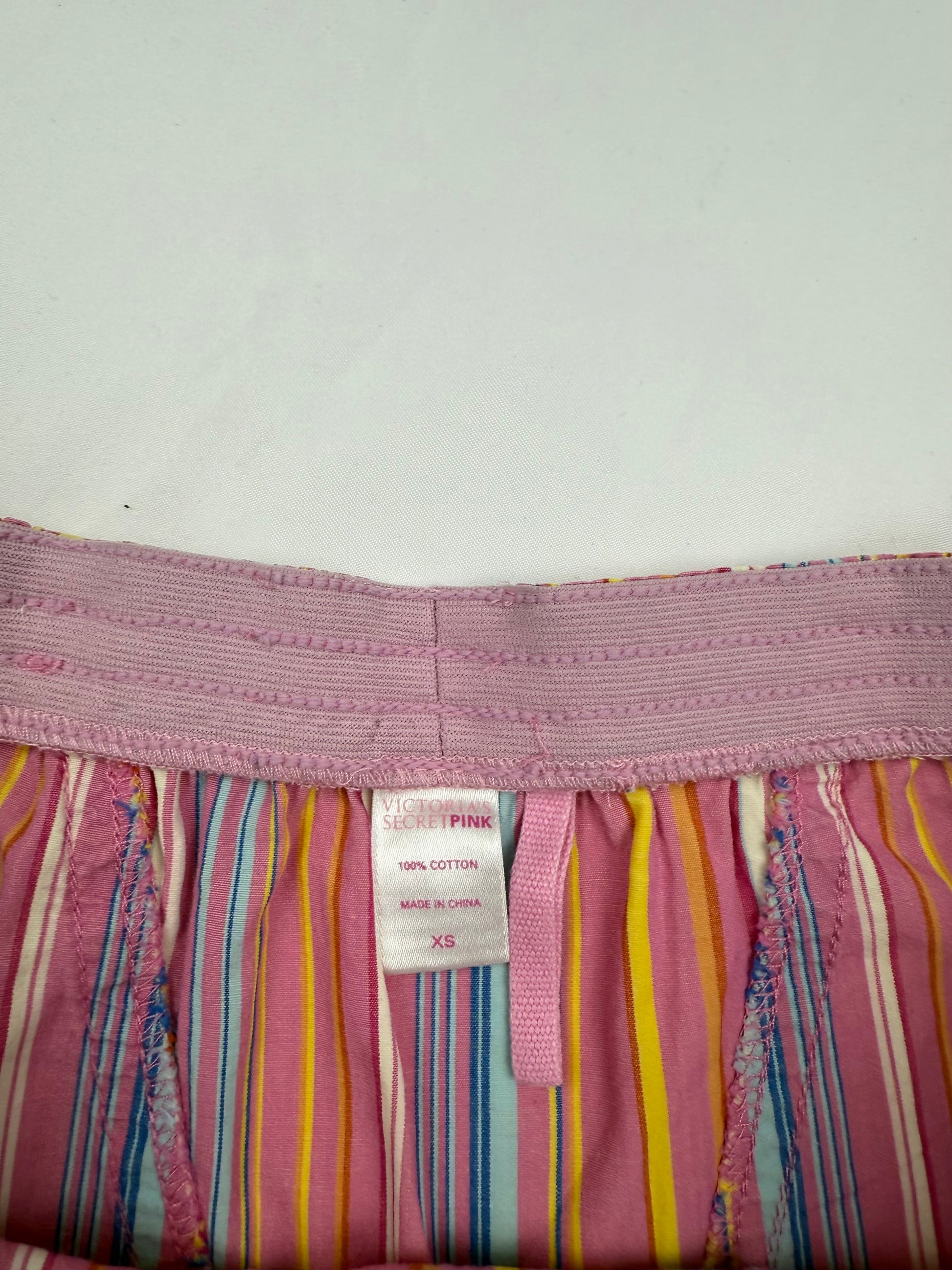Pink striped 100% cotton low rise mini short (S)