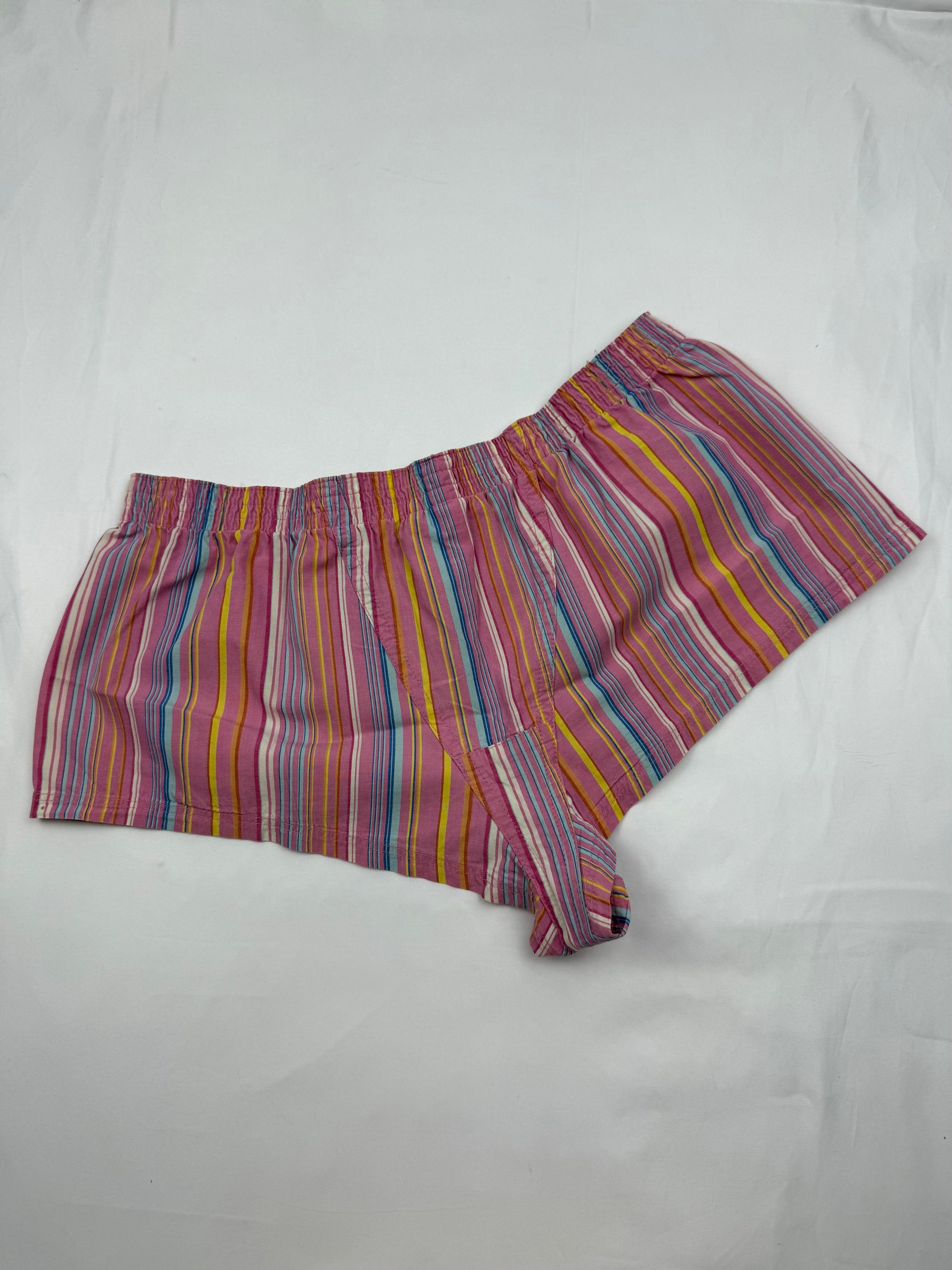 Pink striped 100% cotton low rise mini short (S)