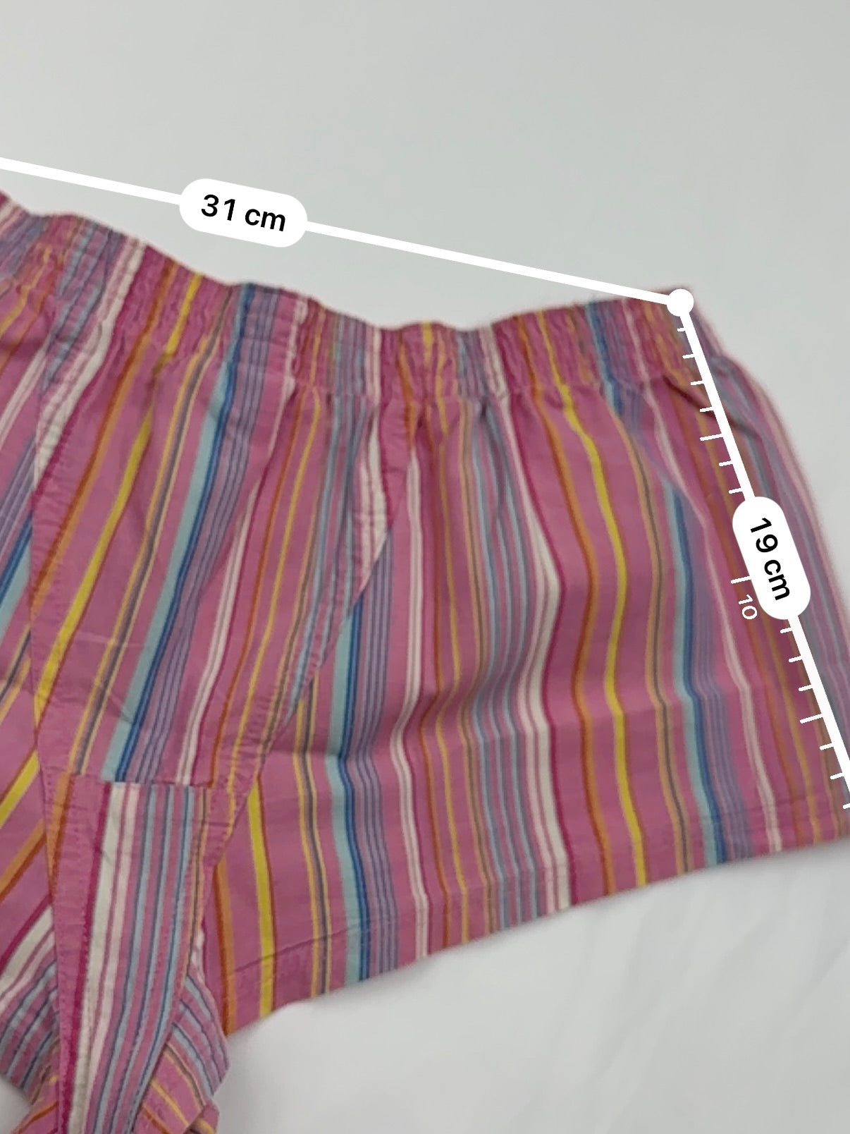Pink striped 100% cotton low rise mini short (S)