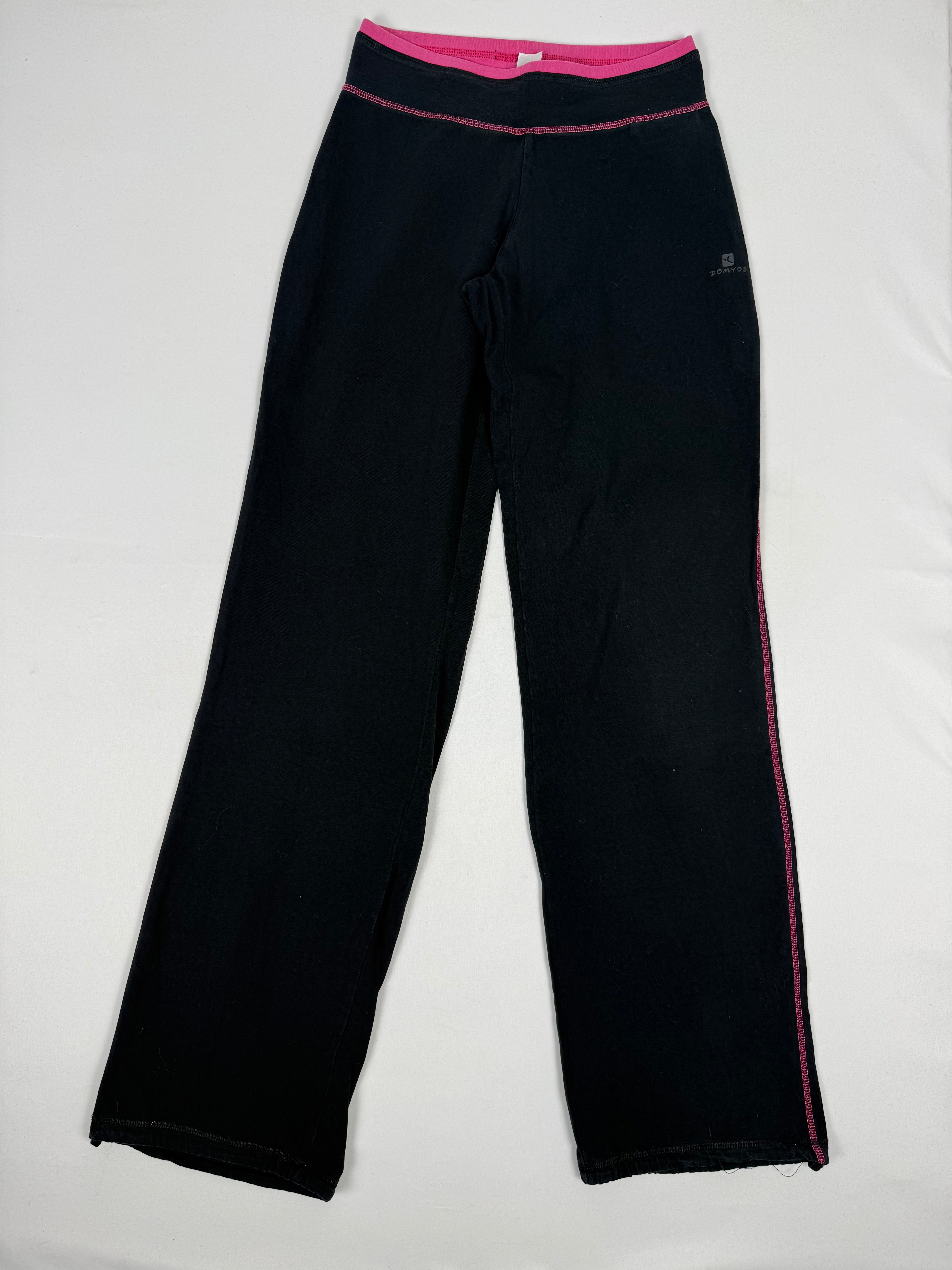 Pantalon droit taille basse en jean noir (XS)