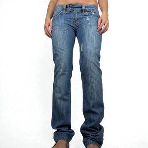 Blue denim low waist straight legs pants (XS/S)