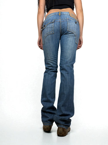 Blue denim low waist straight legs pants (XS/S)