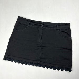 Black denim low rise mini skirt (S/M)