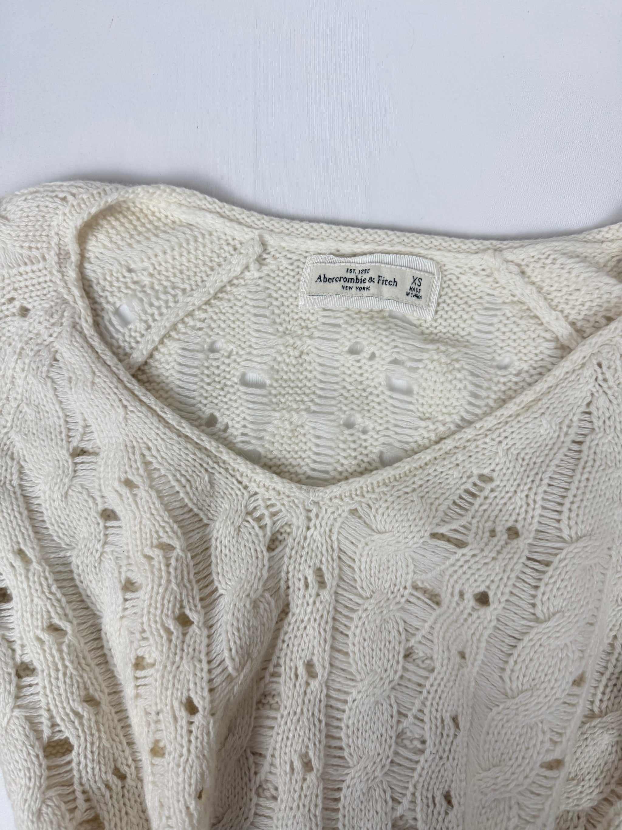 Cream crochet V neck jumper (XS)