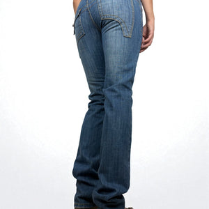 Blue denim low waist straight legs pants (XS/S)