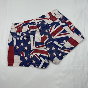 Flags print mid rise mini short (XS/S)