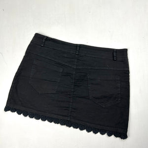 Black denim low rise mini skirt (S/M)