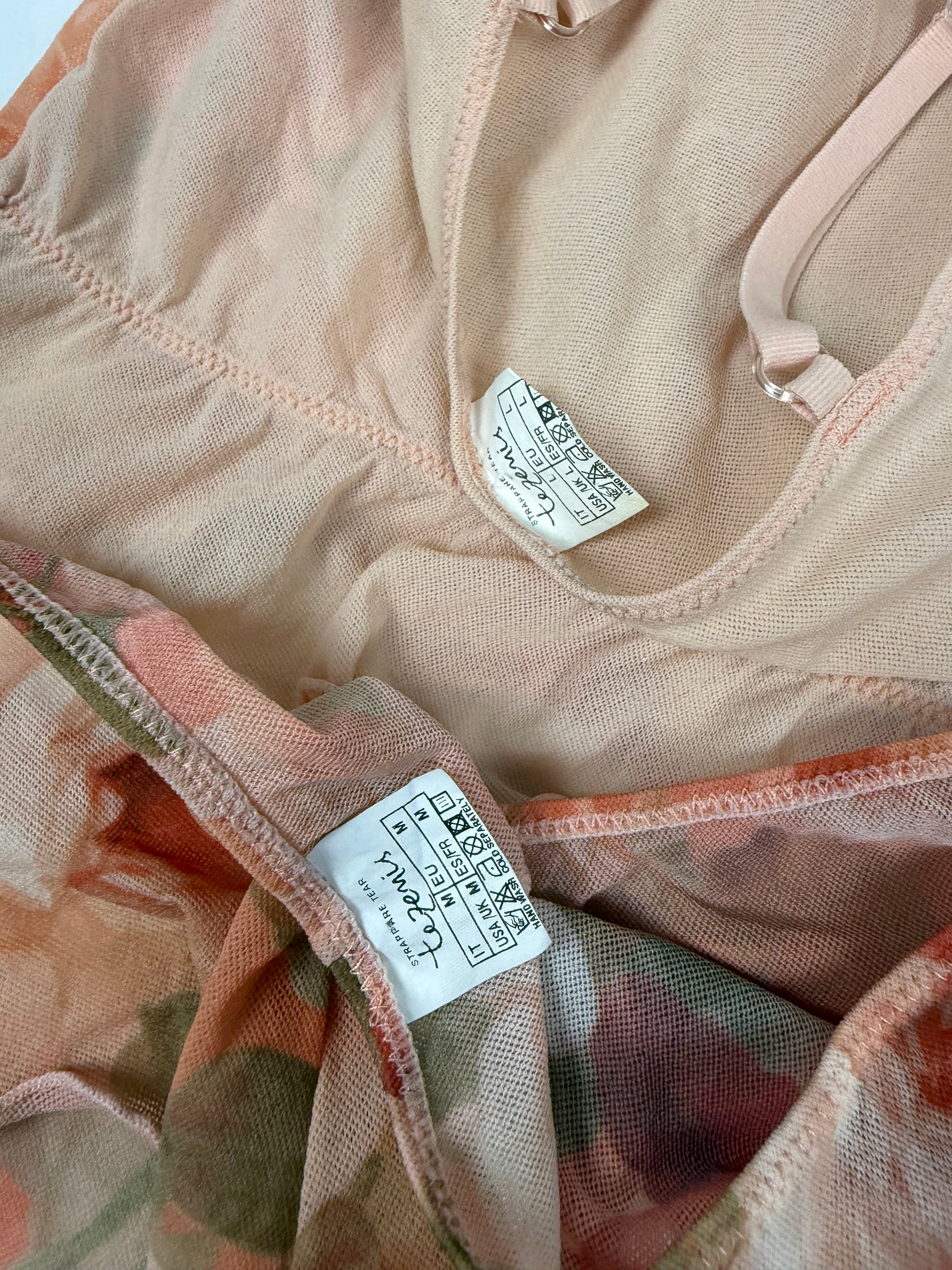 Orange floral mesh mini shorty + top set (M/L)
