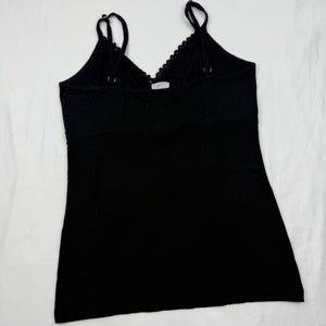 Black & baby pink bow cami top (S)