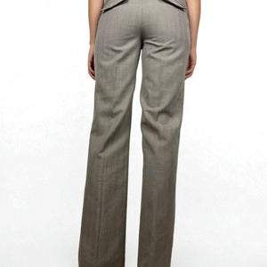 Beige low rise flared office pants with belt (XS)