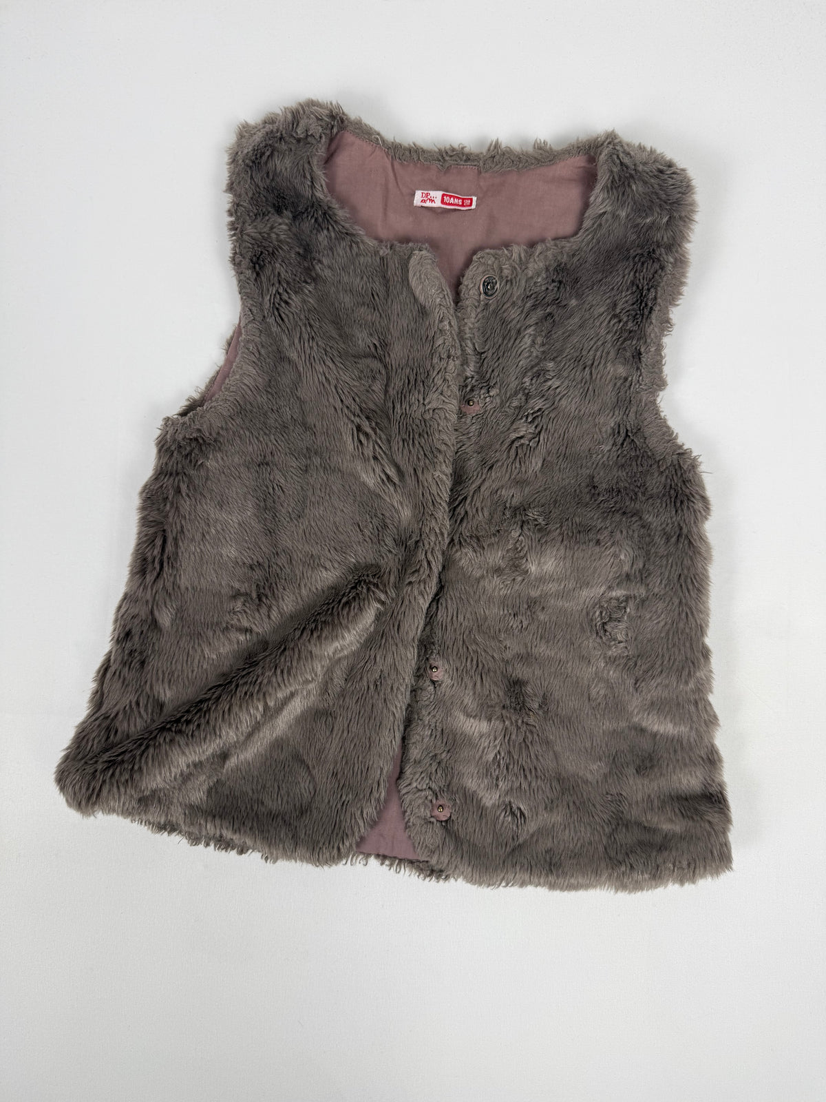 Brown faux fur sleeveless jacket (XS)