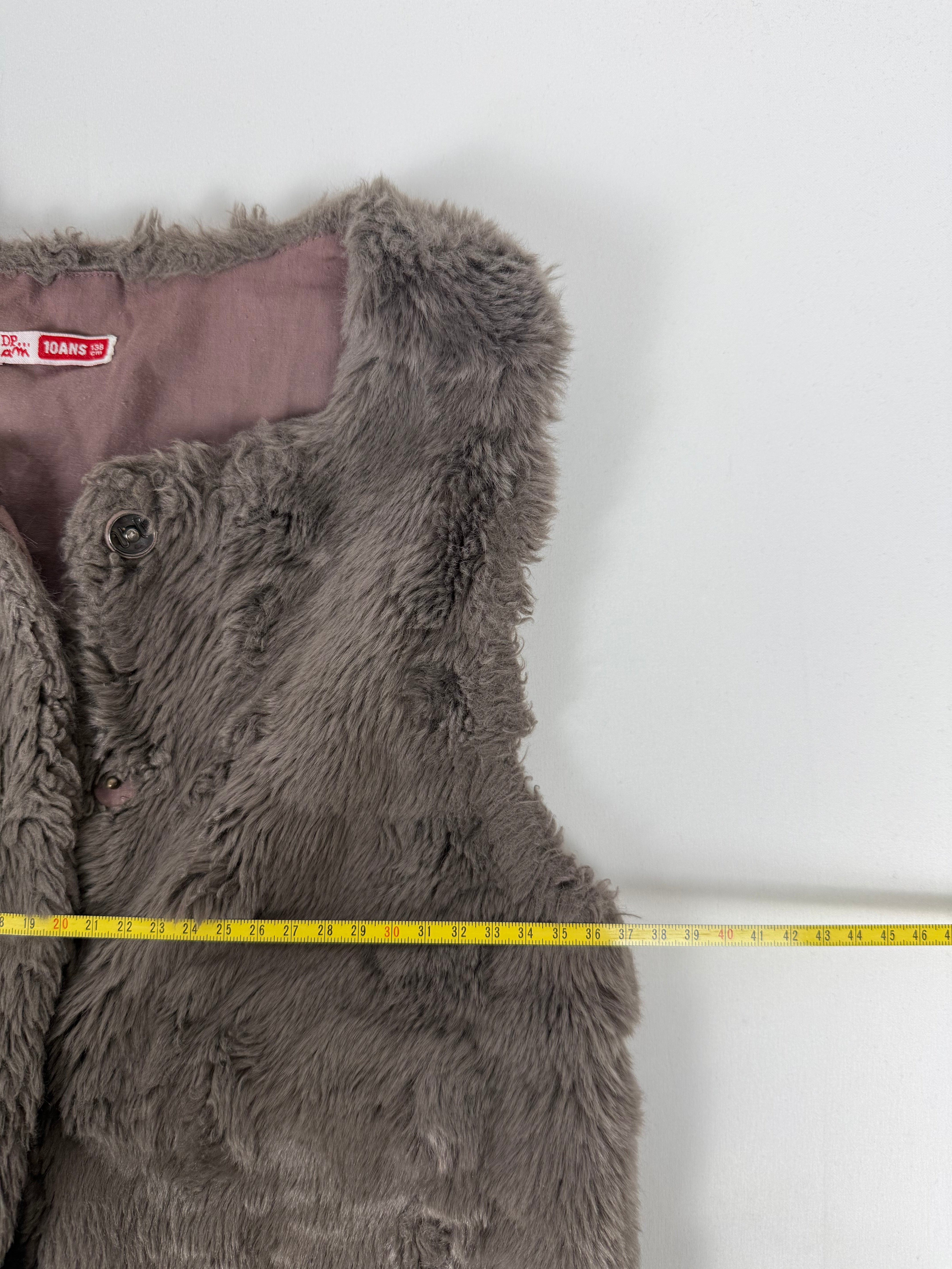 Brown faux fur sleeveless jacket (XS)