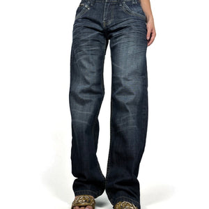 Navy denim low rise baggy pants (M/L)