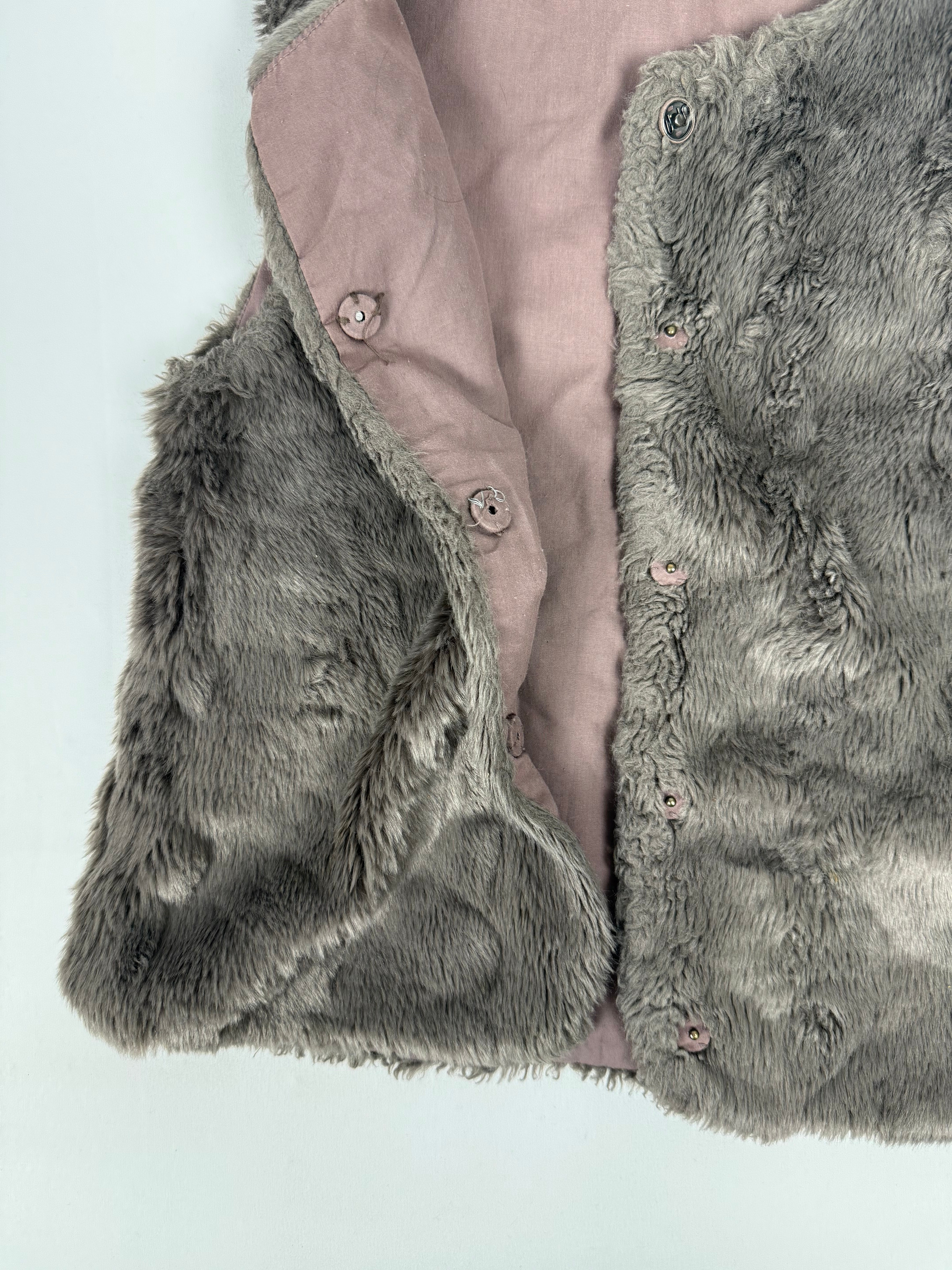Brown faux fur sleeveless jacket (XS)