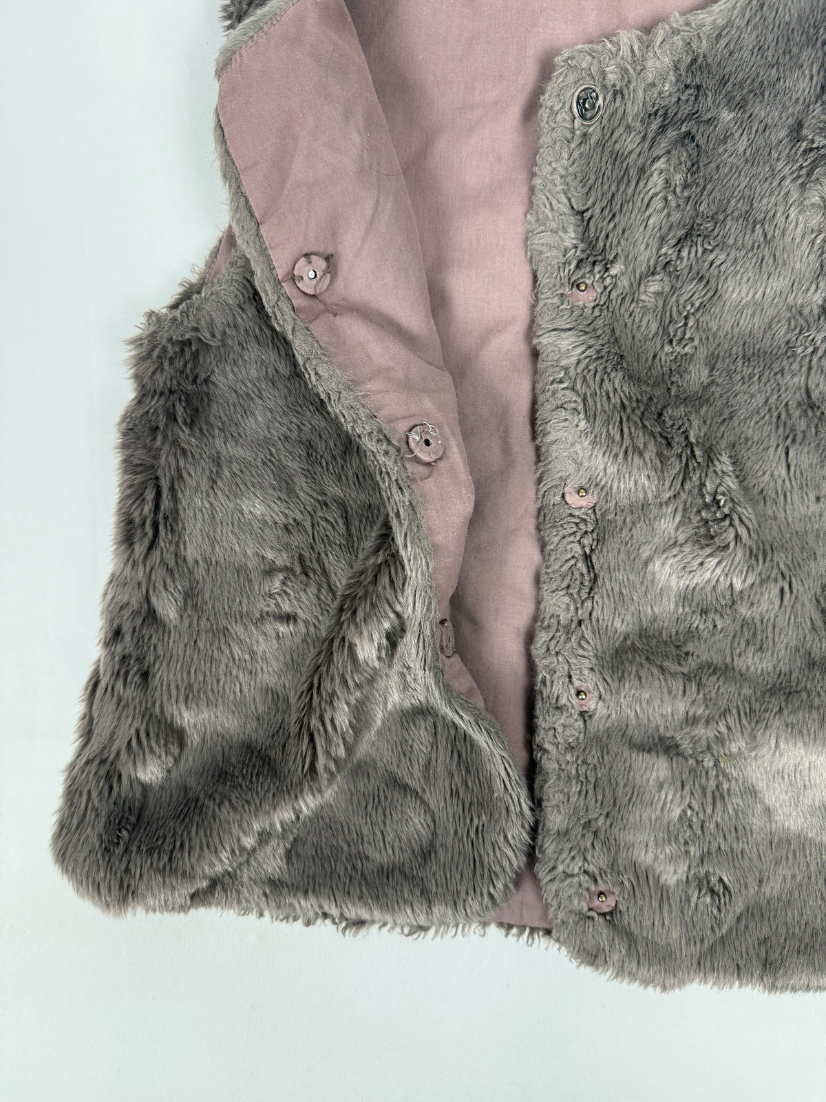 Brown faux fur sleeveless jacket (XS)