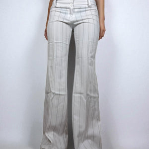 White striped low waist office flare pants (M/L)