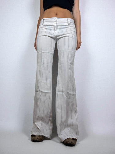 White striped low waist office flare pants (M/L)