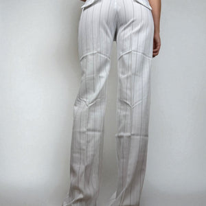 White striped low waist office flare pants (M/L)