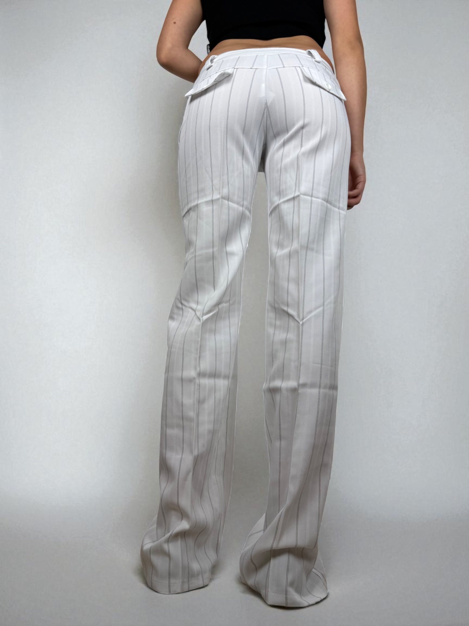 White striped low waist office flare pants (M/L)