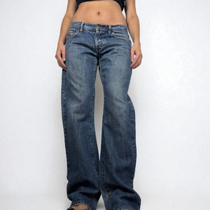 Blue denim low waist baggy pants (L)