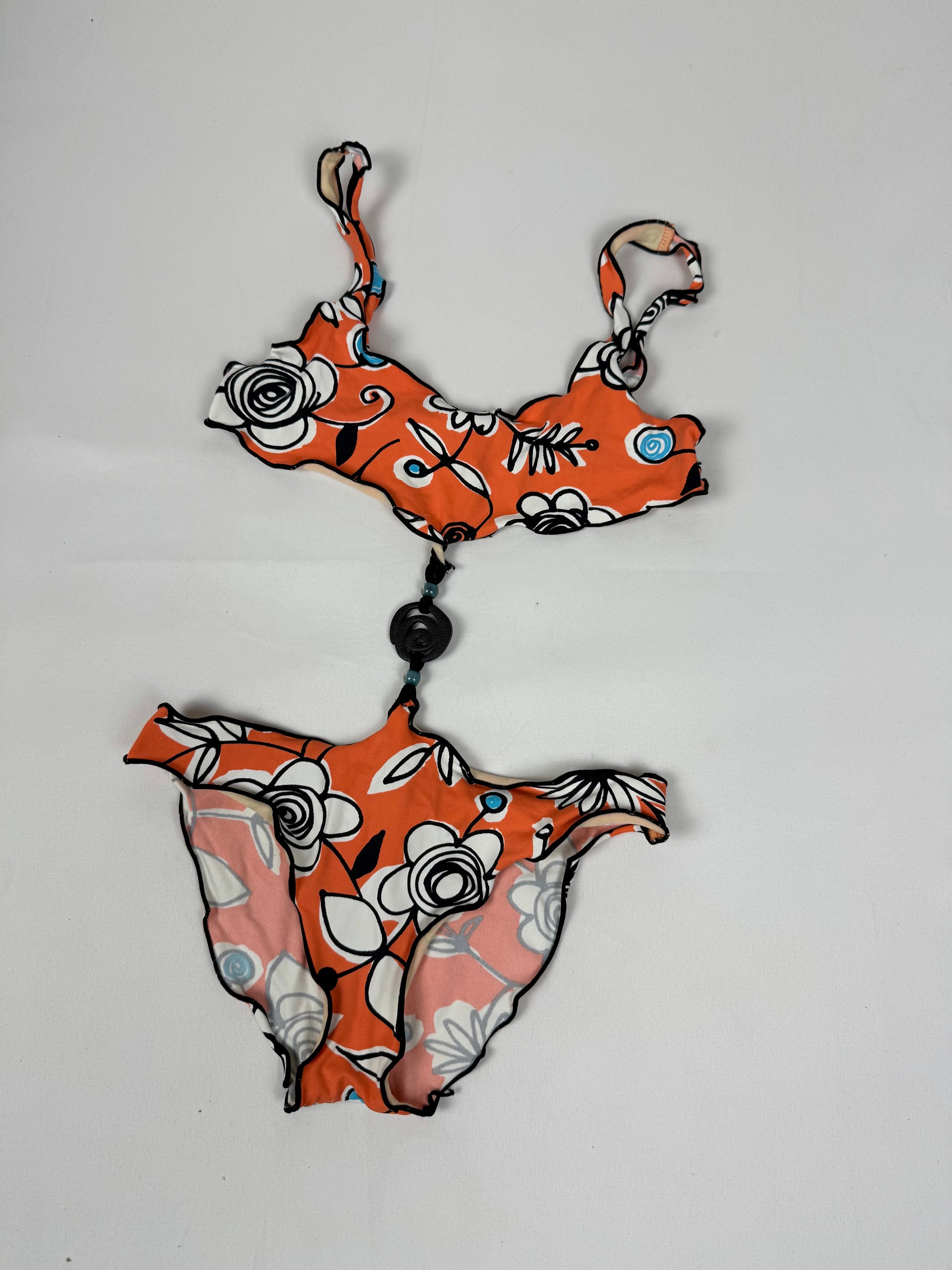 Orange floral low rise bikini set (XS)