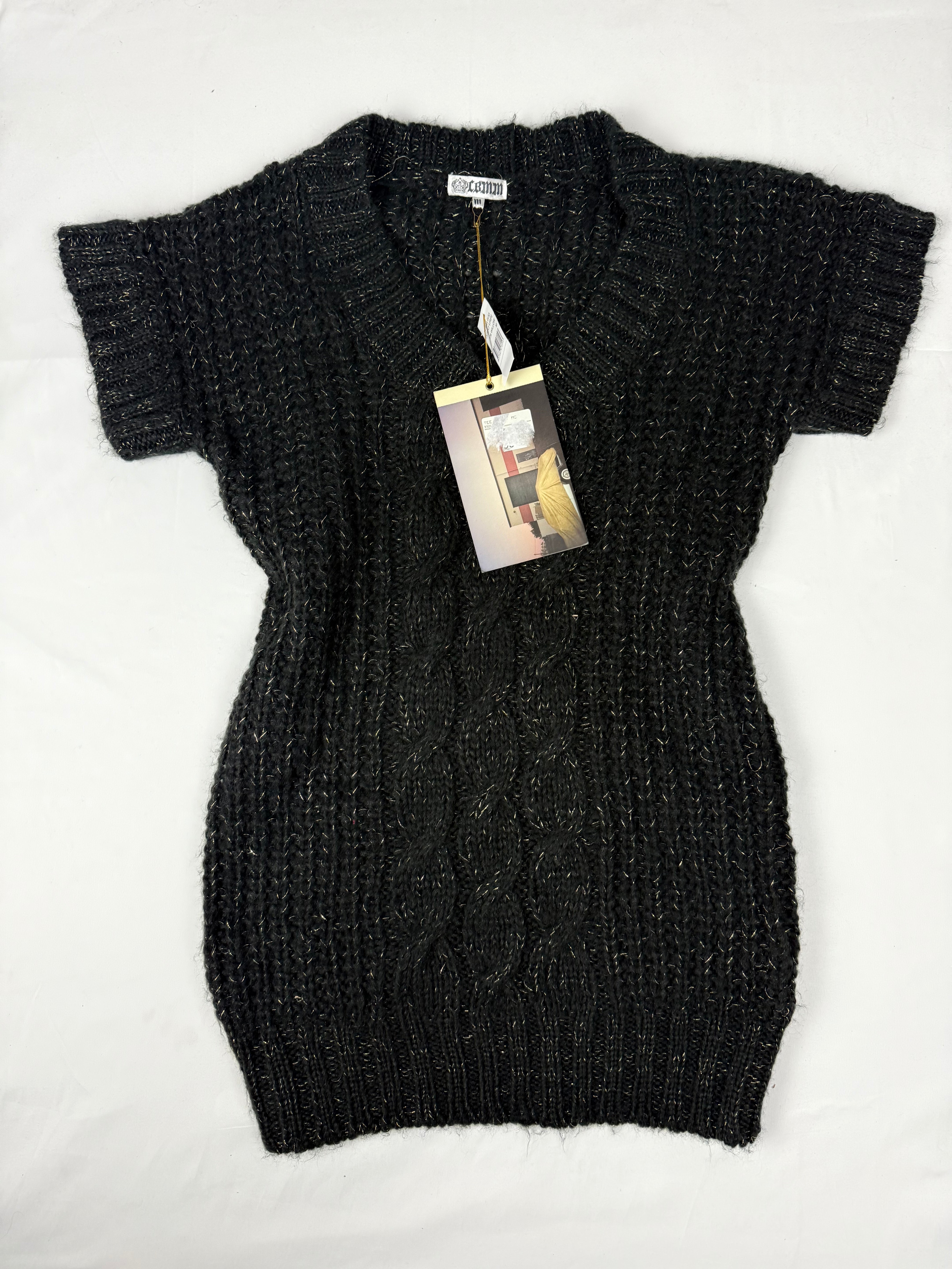 Black short sleeves mini jumper dress (M)