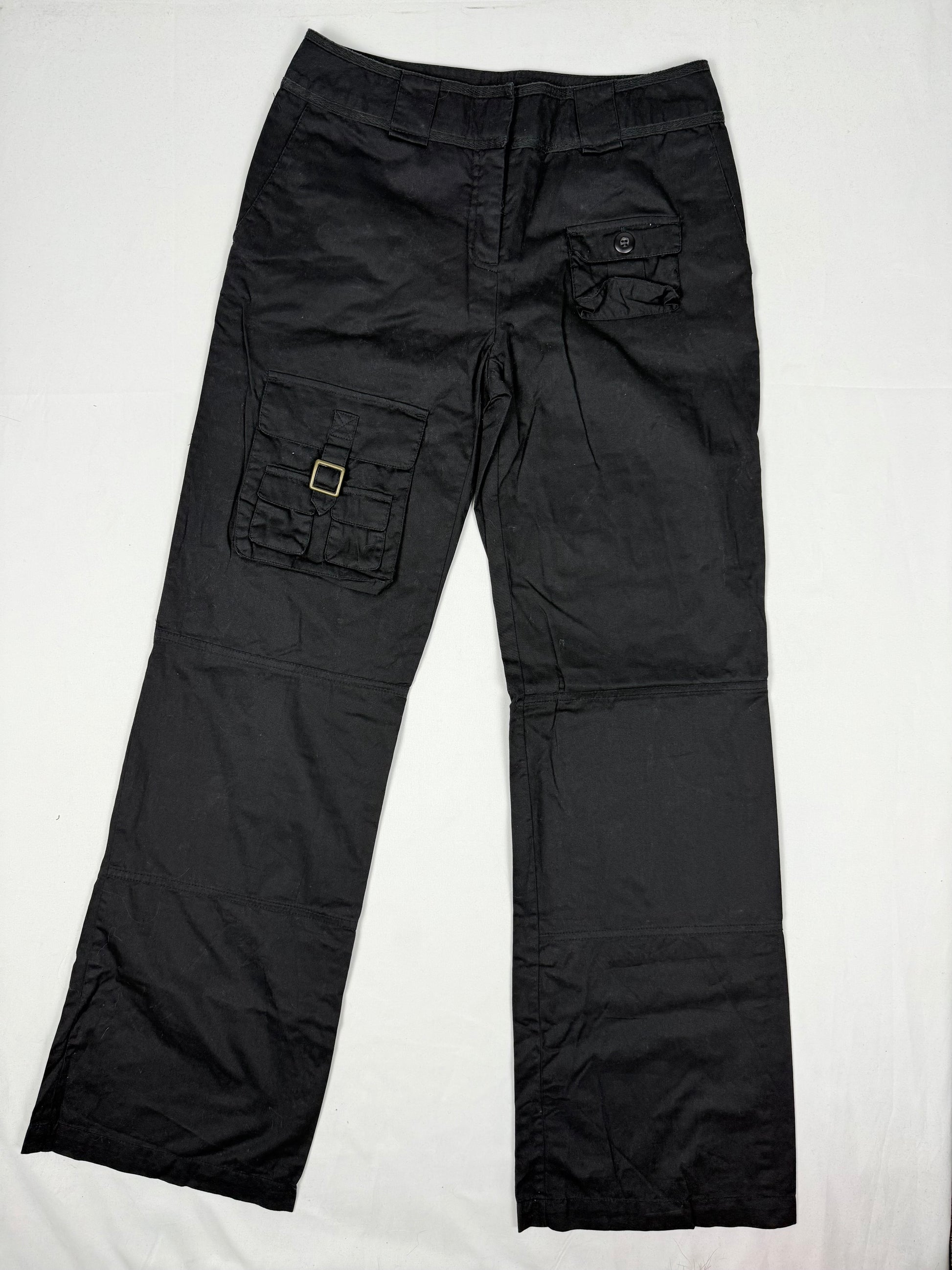 Black cargo low rise baggy pants (S)