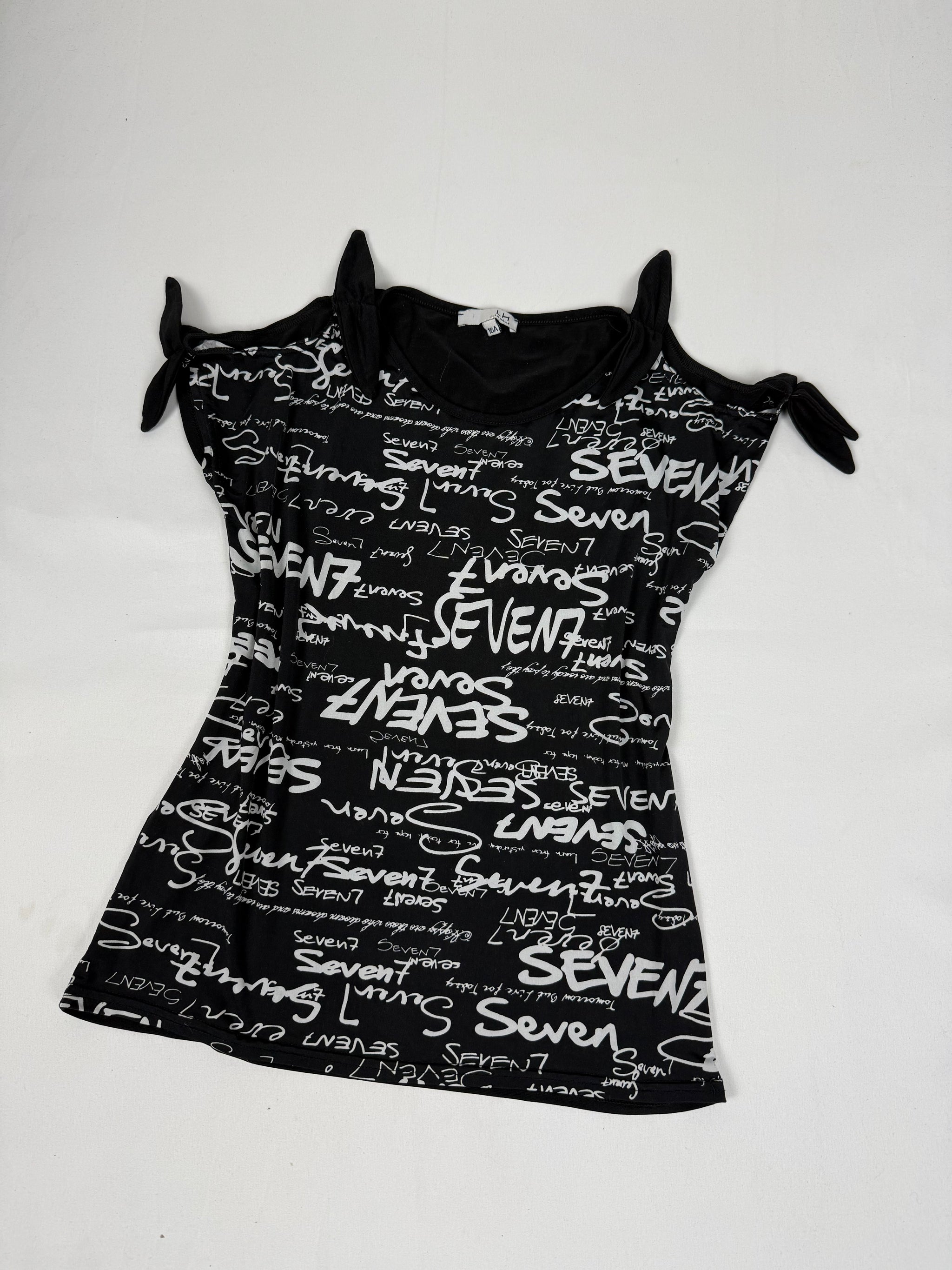 Black graphic tight fit top (S)