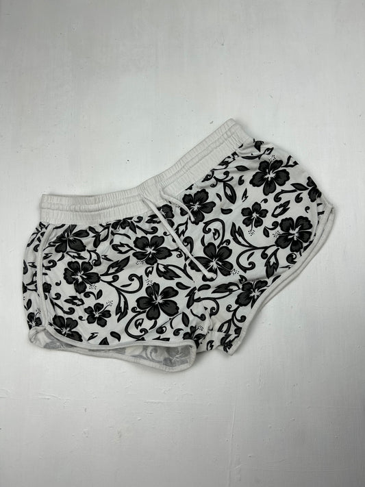 Black & white Hawaii beachwear mini short (XS)