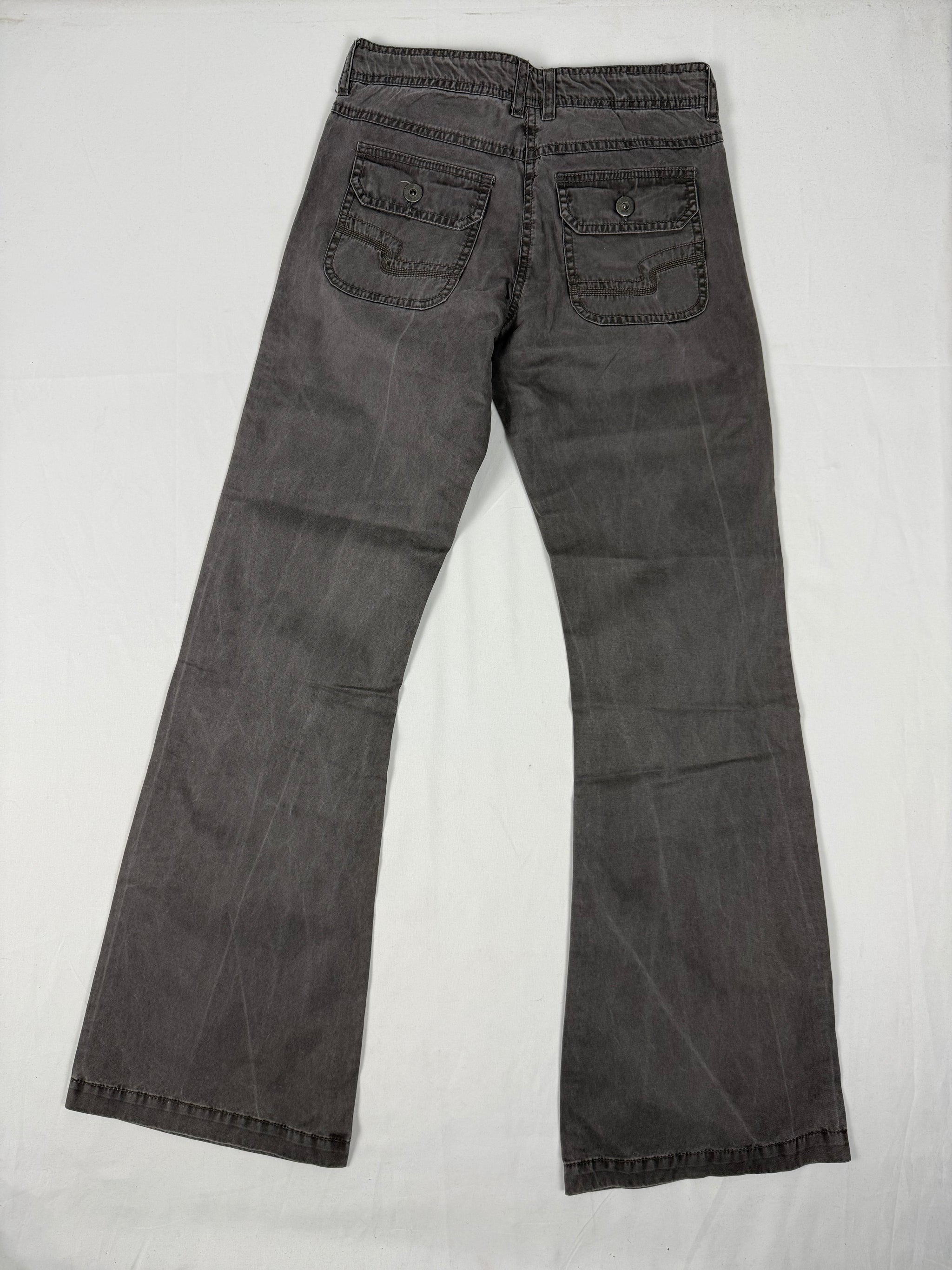 Khaki low waist flared pants (XS)
