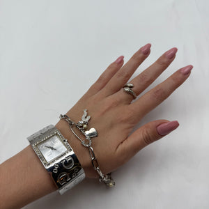 Vintage silver inox charms bracelet