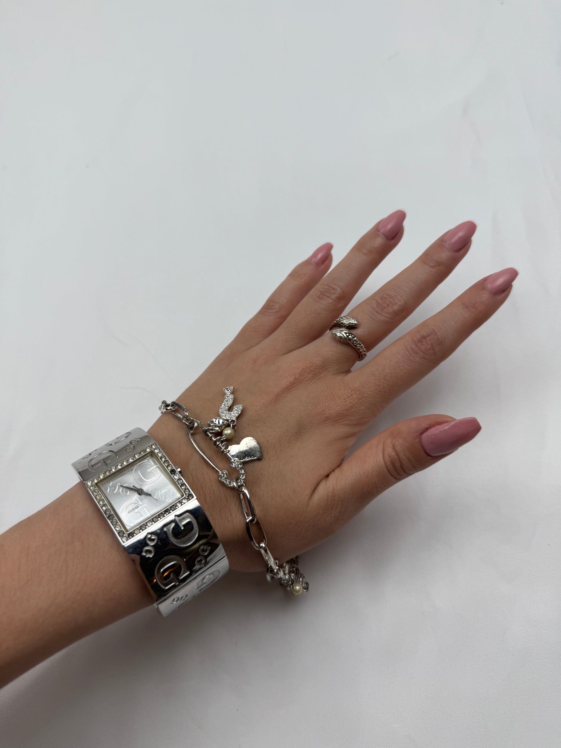 Vintage silver inox charms bracelet