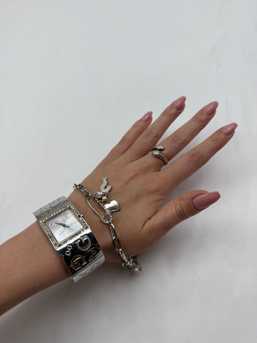 Vintage silver inox charms bracelet