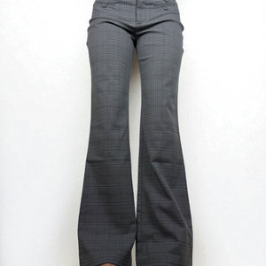Grey check print low waist office flare pants (S/M)