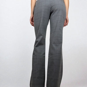 Grey check print low waist office flare pants (S/M)