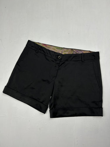 Black satin office mini short (S/M)