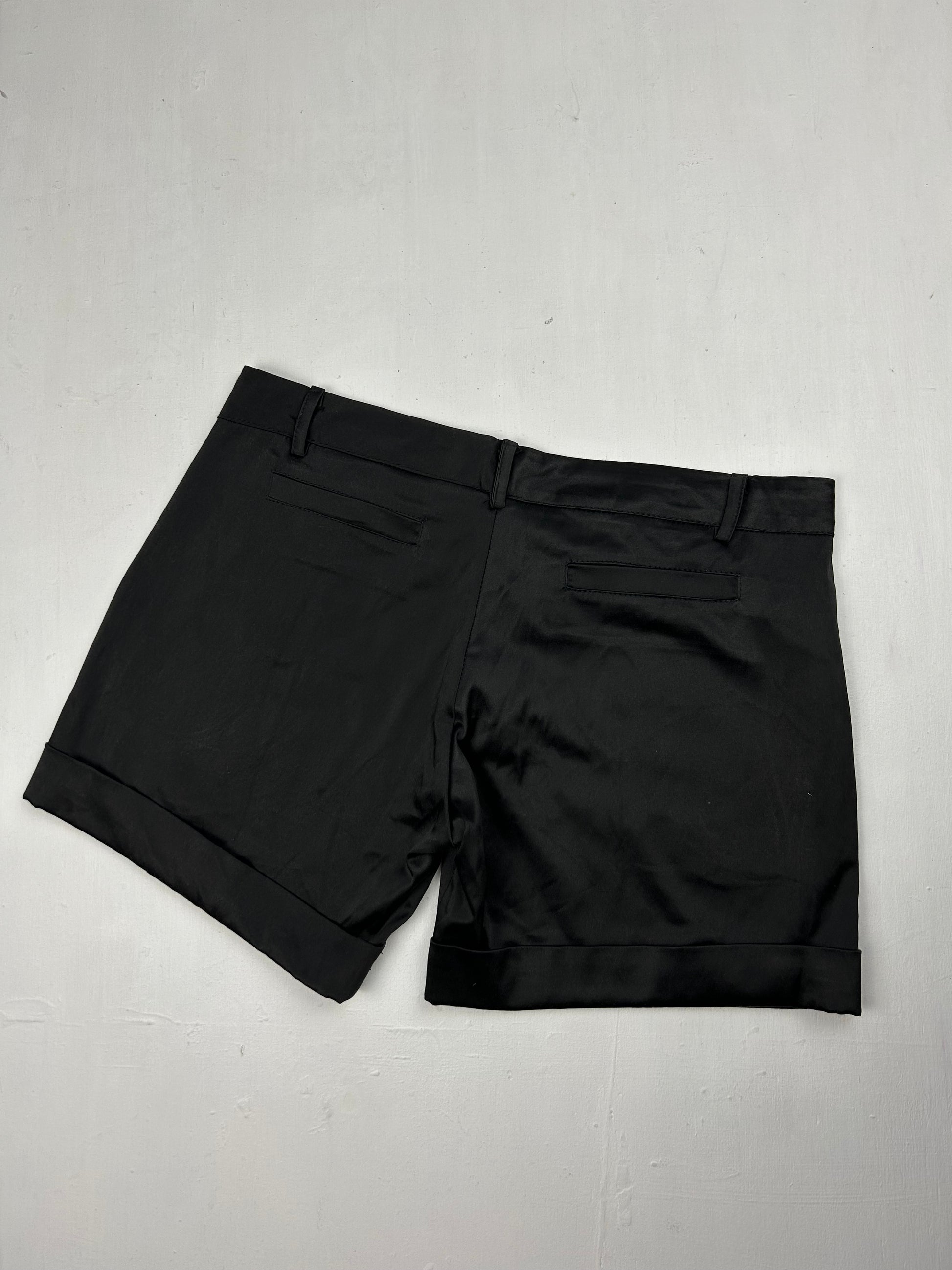 Black satin office mini short (S/M)