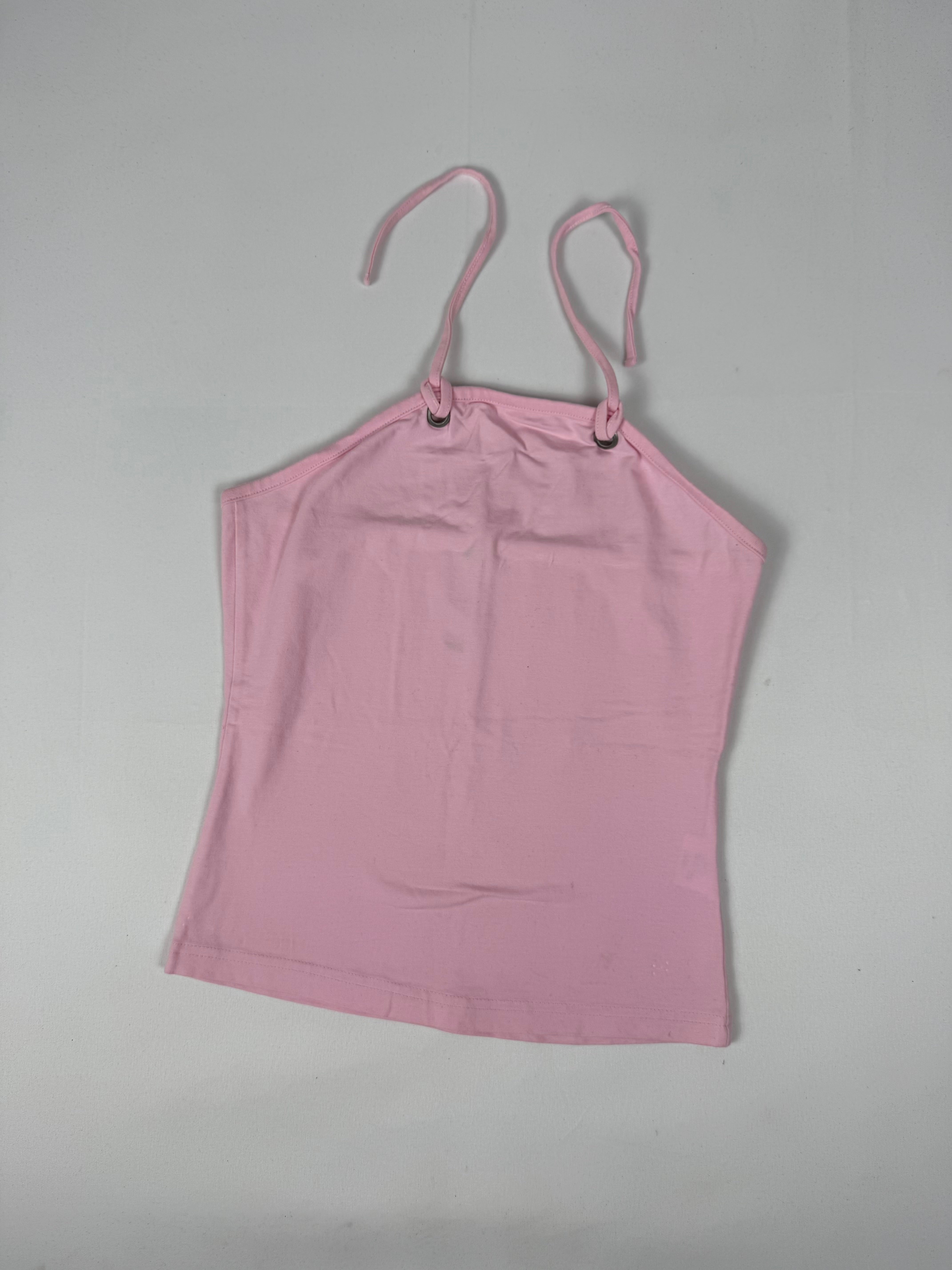 Baby pink 100% cotton halter top (S)