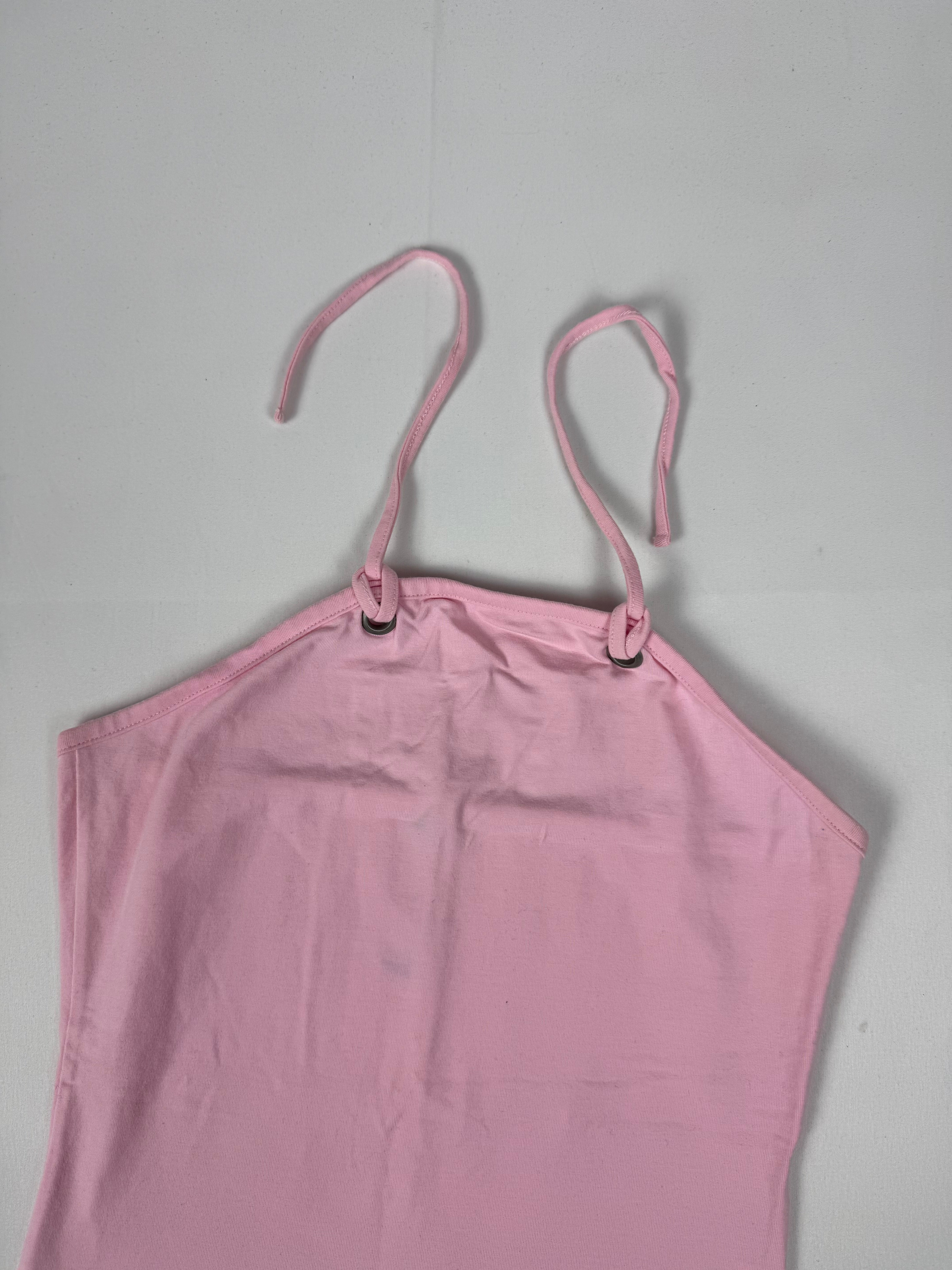 Baby pink 100% cotton halter top (S)