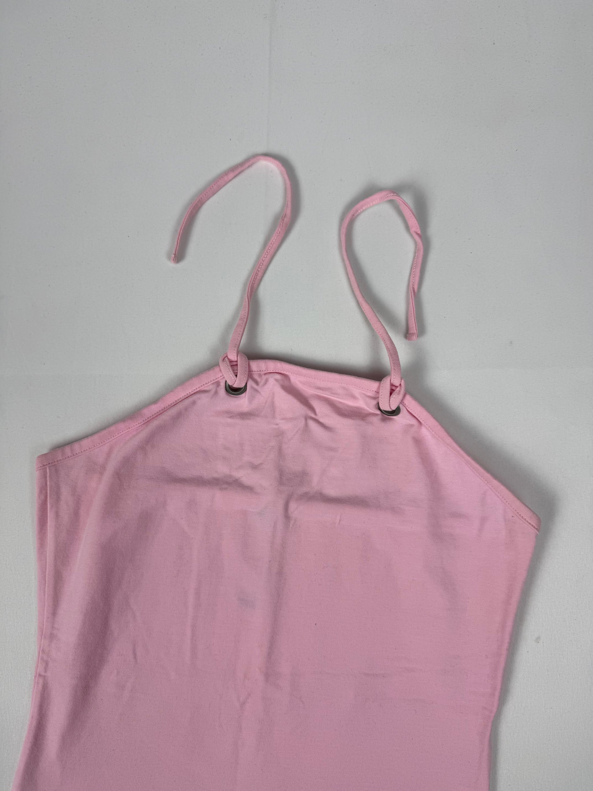 Baby pink 100% cotton halter top (S)