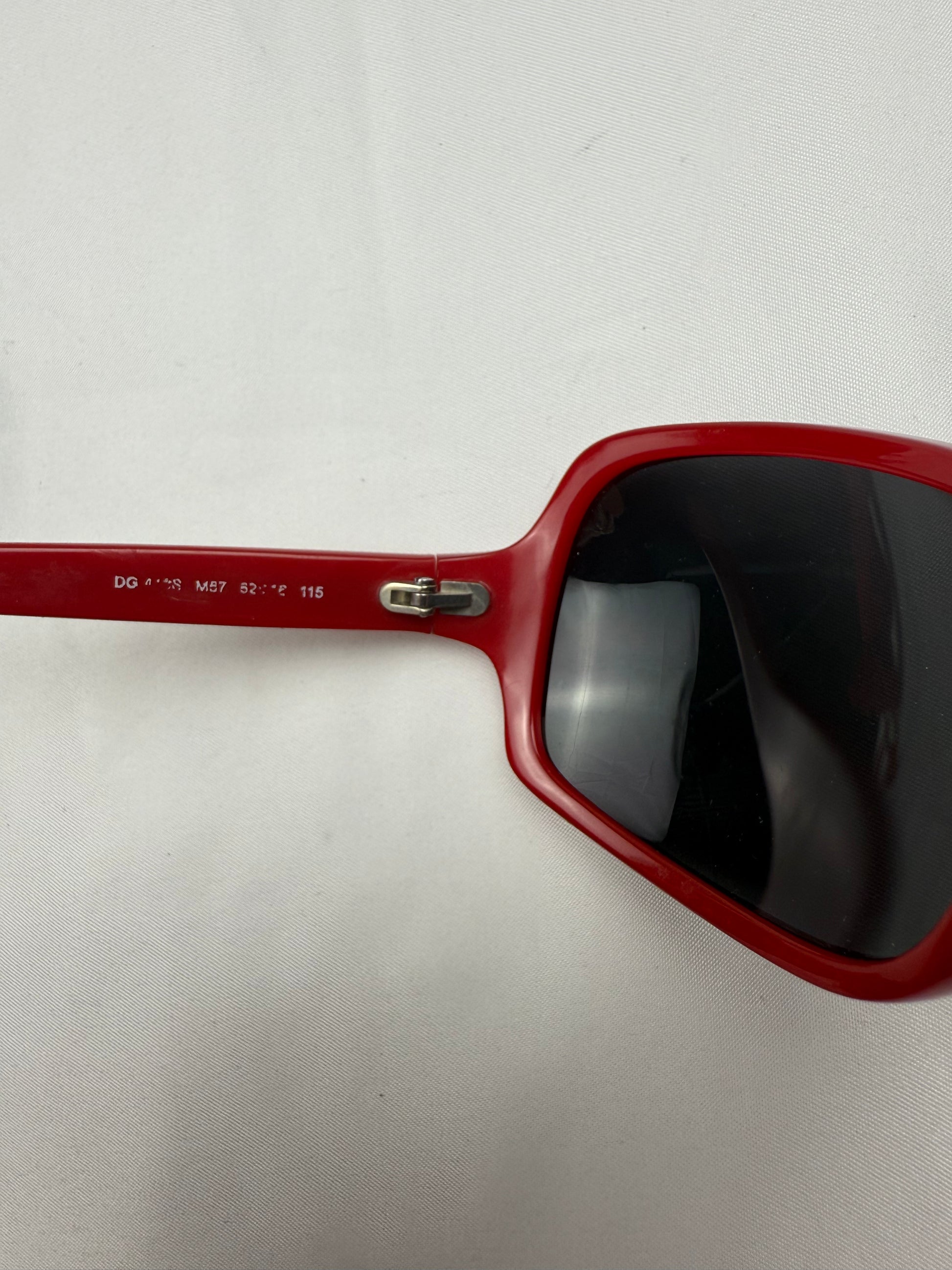 Red 2000s logo sunglasses