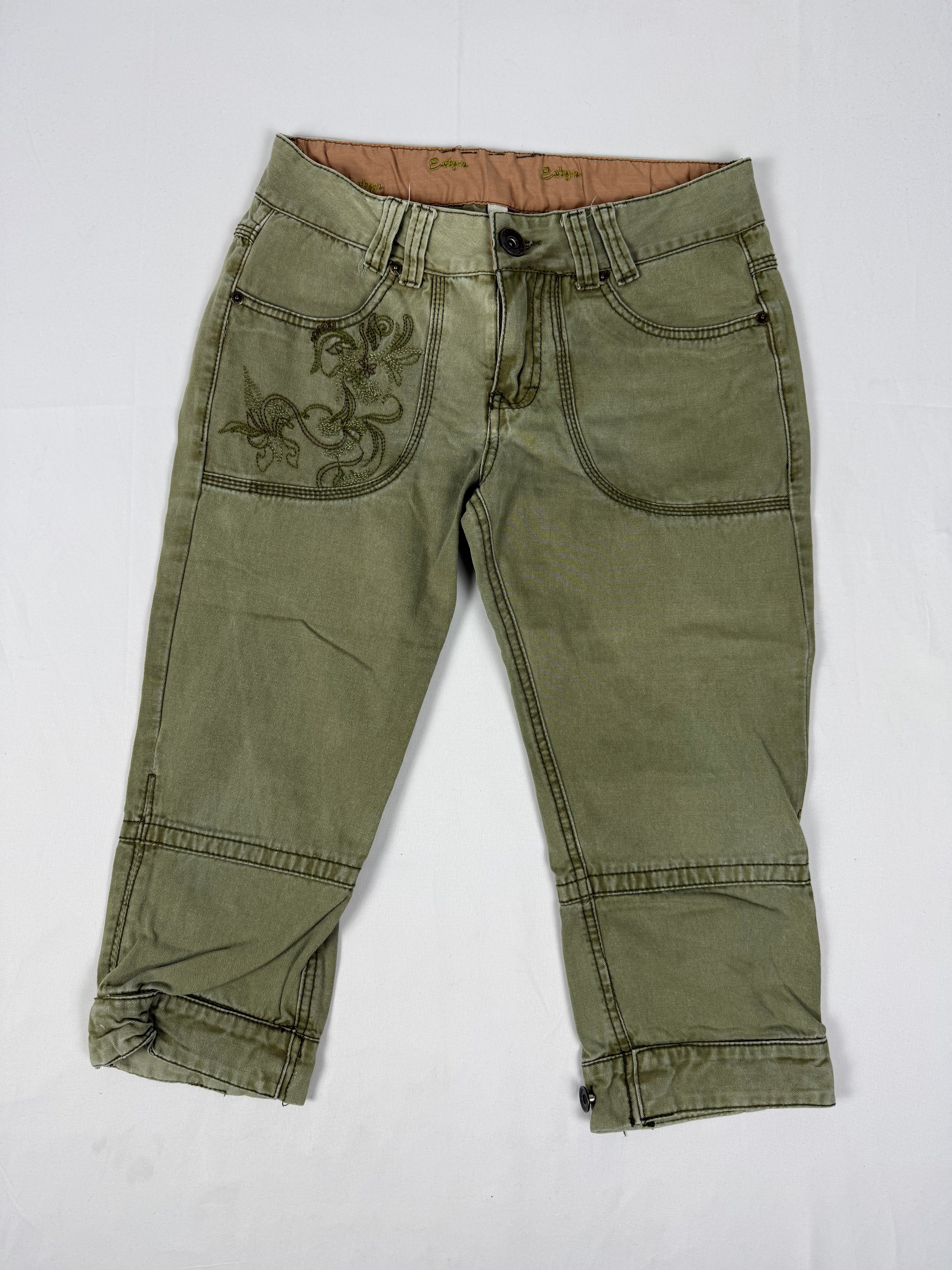 Khaki low rise denim capri pants (S)