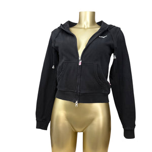Black 100% cotton zip up hoodie (S)