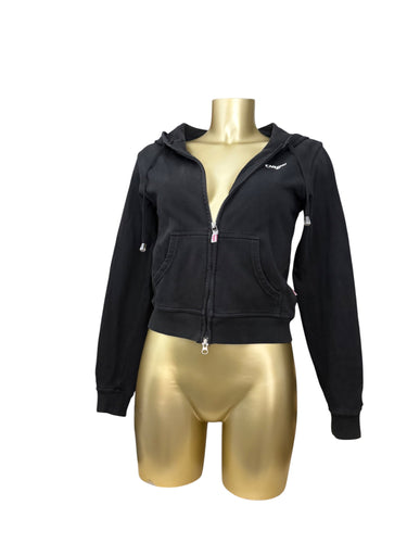 Black 100% cotton zip up hoodie (S)