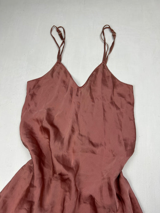 Pink satin babydoll mini dress (S/M)