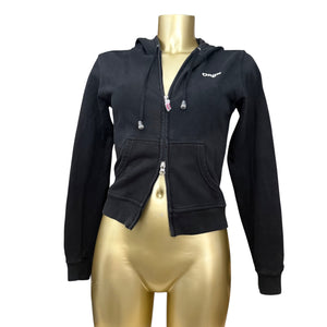Black 100% cotton zip up hoodie (S)
