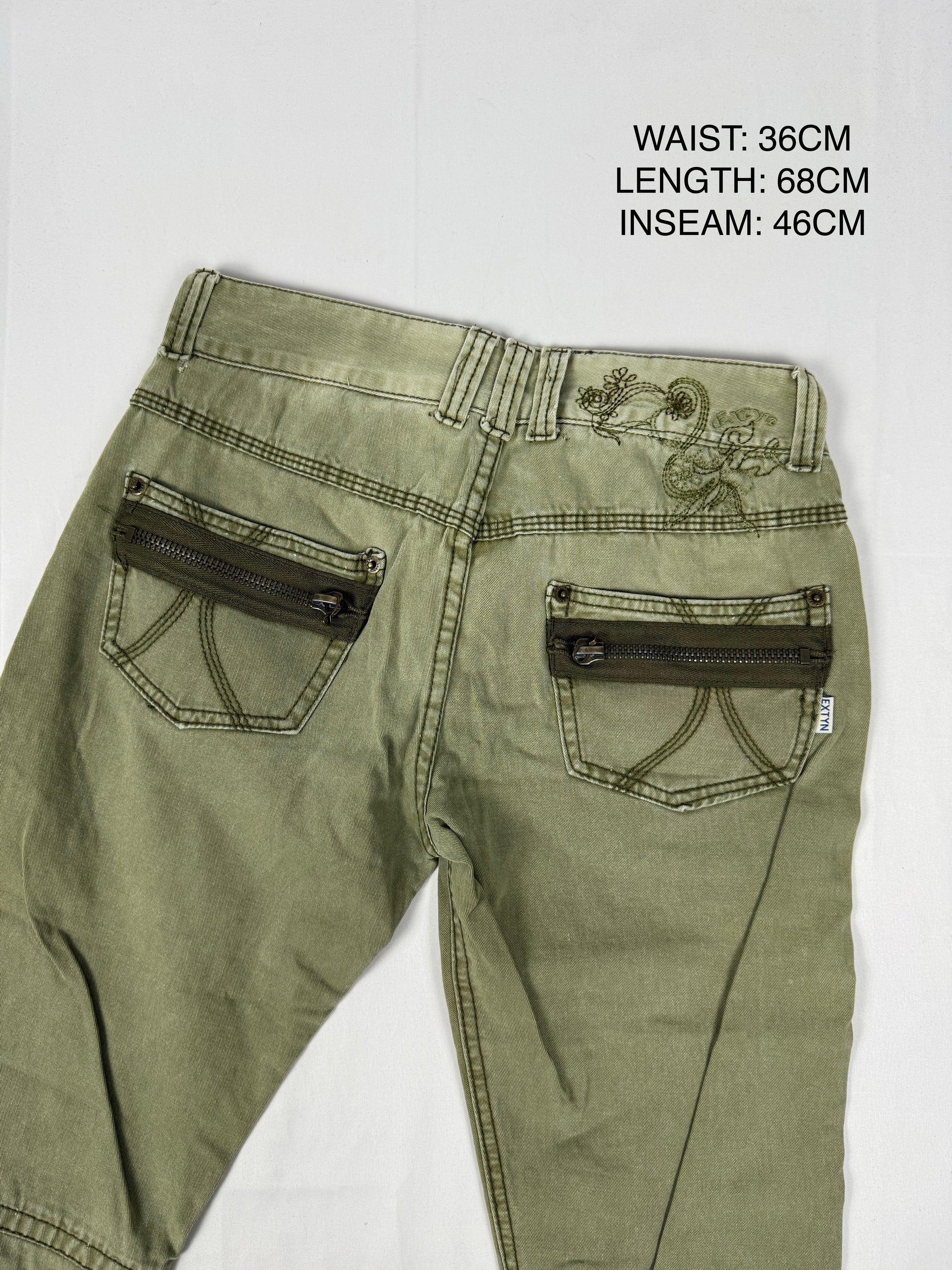 Khaki low rise denim capri pants (S)