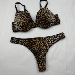 Panther silky underwear set bra + thong (S)